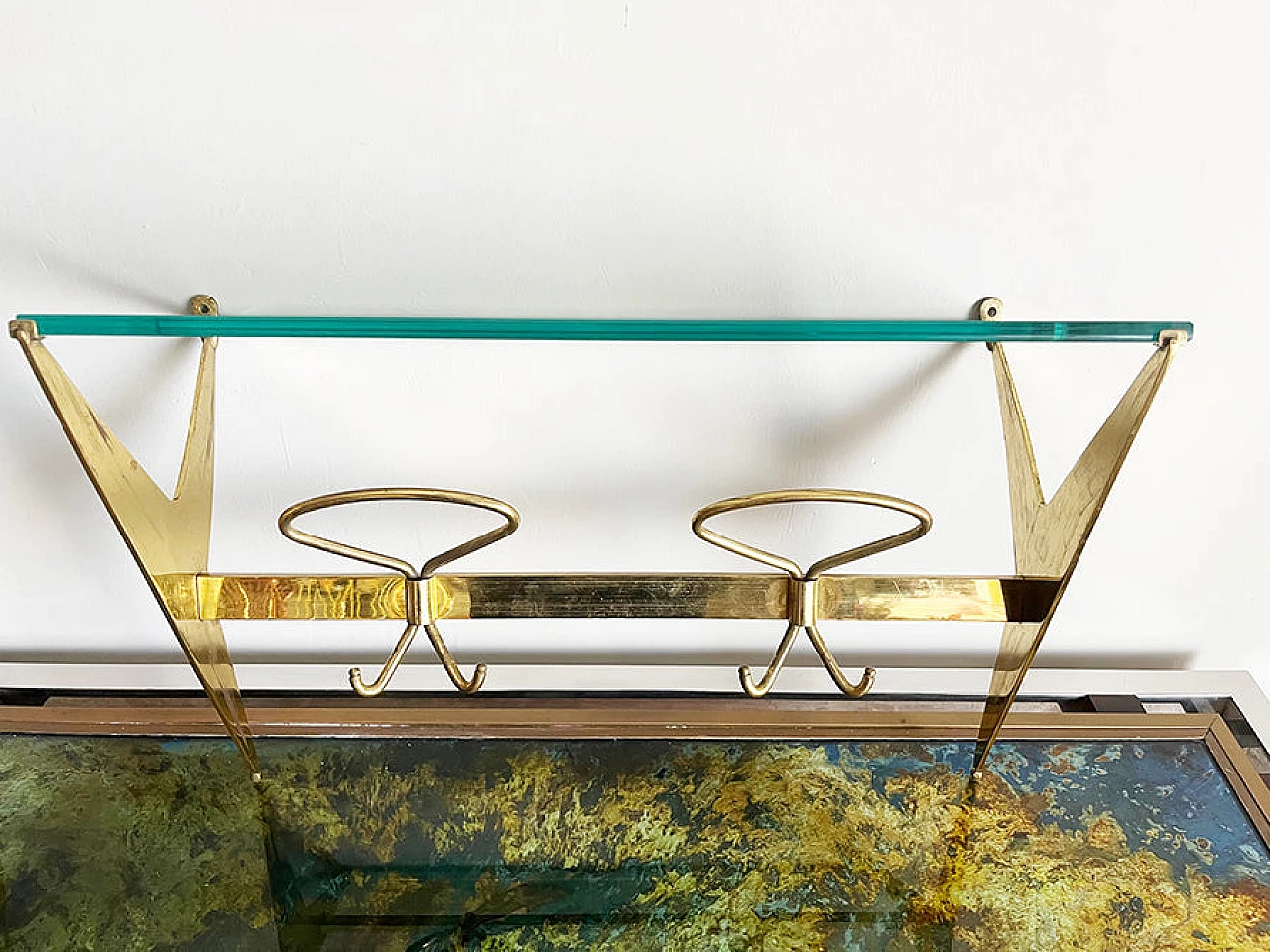 Brass and crystal coat stand attributed to Fontana Arte, 1950s 1