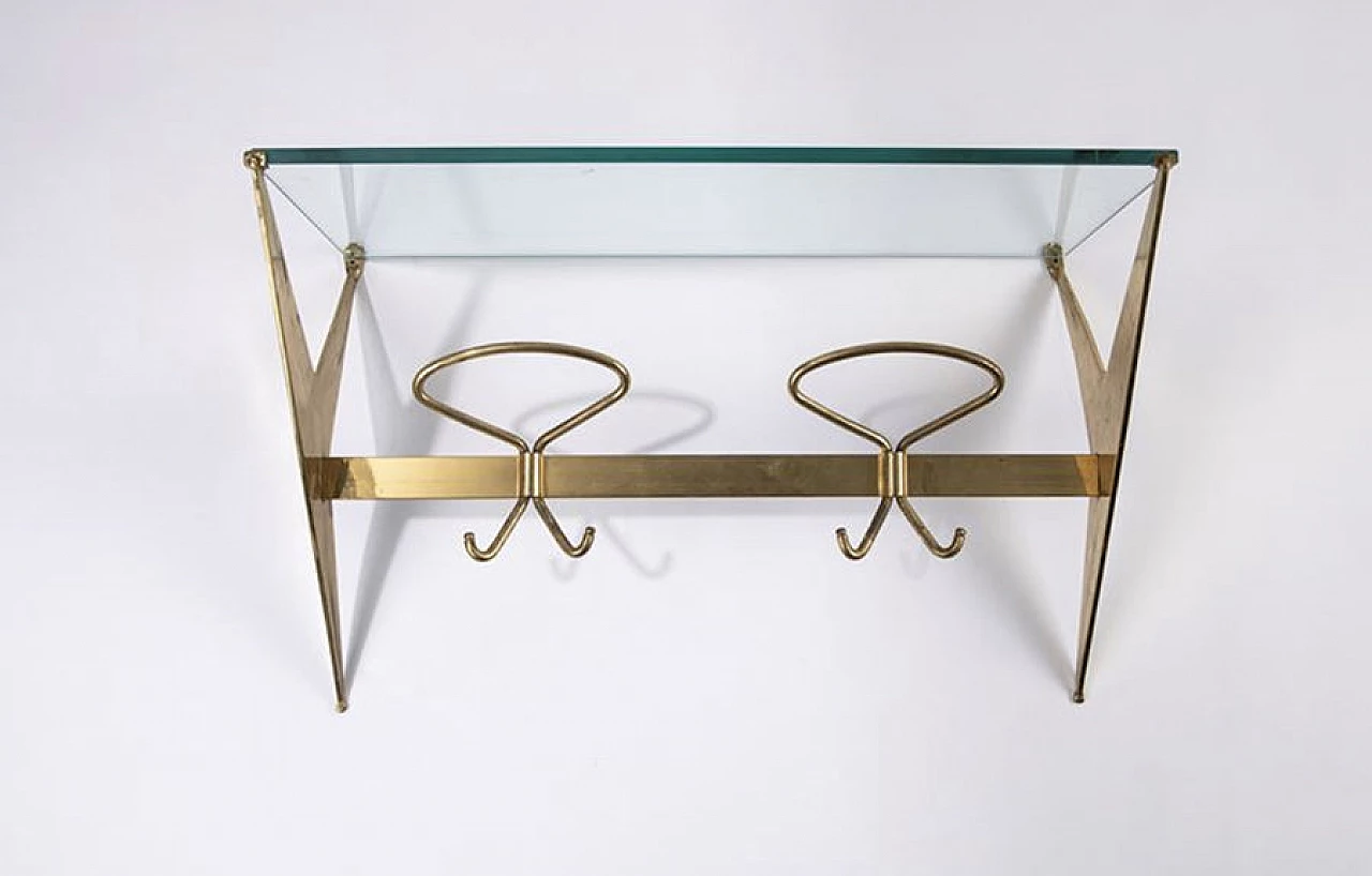 Brass and crystal coat stand attributed to Fontana Arte, 1950s 4