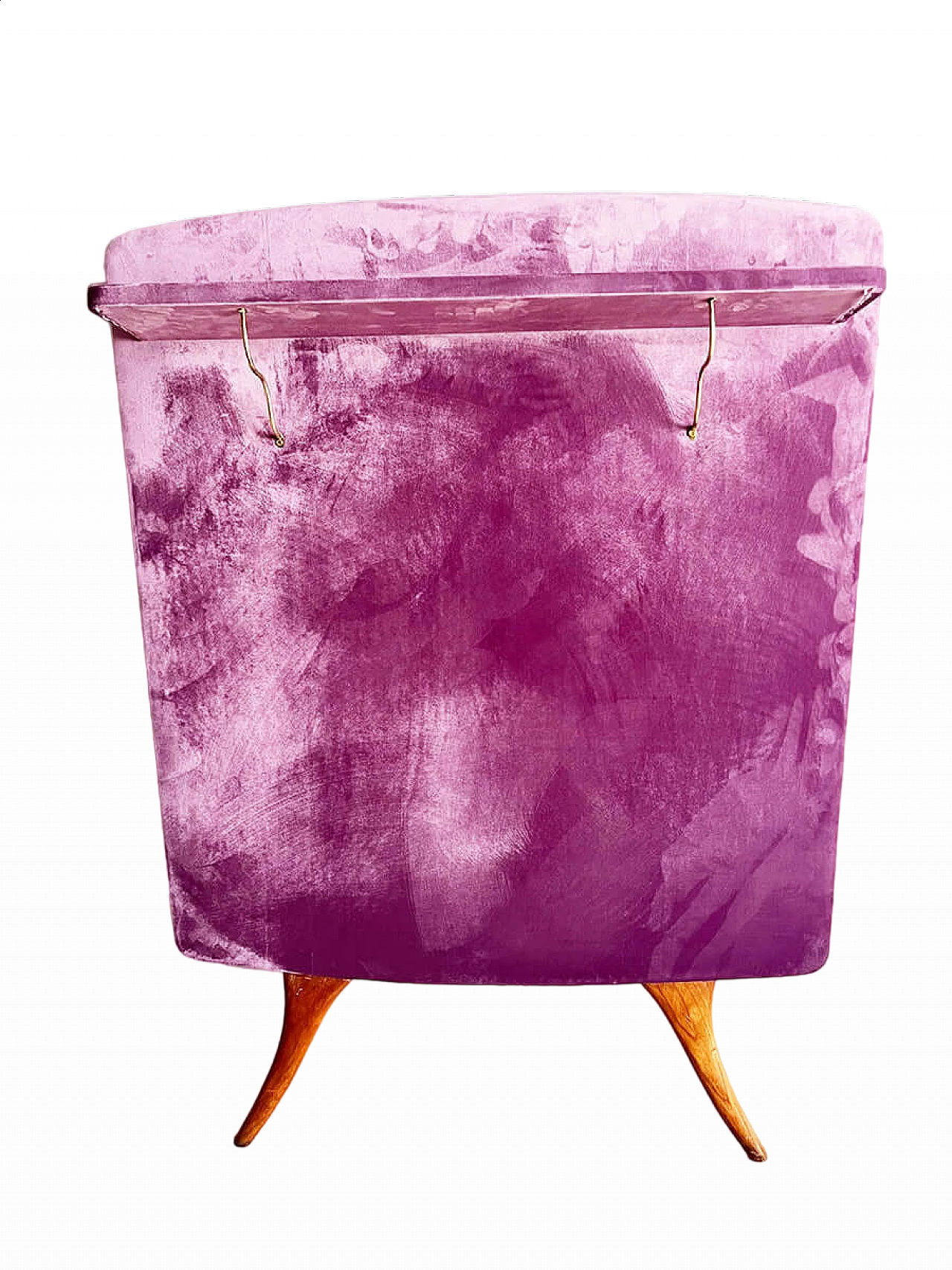 Velvet console table with walnut feet, 1950s 6