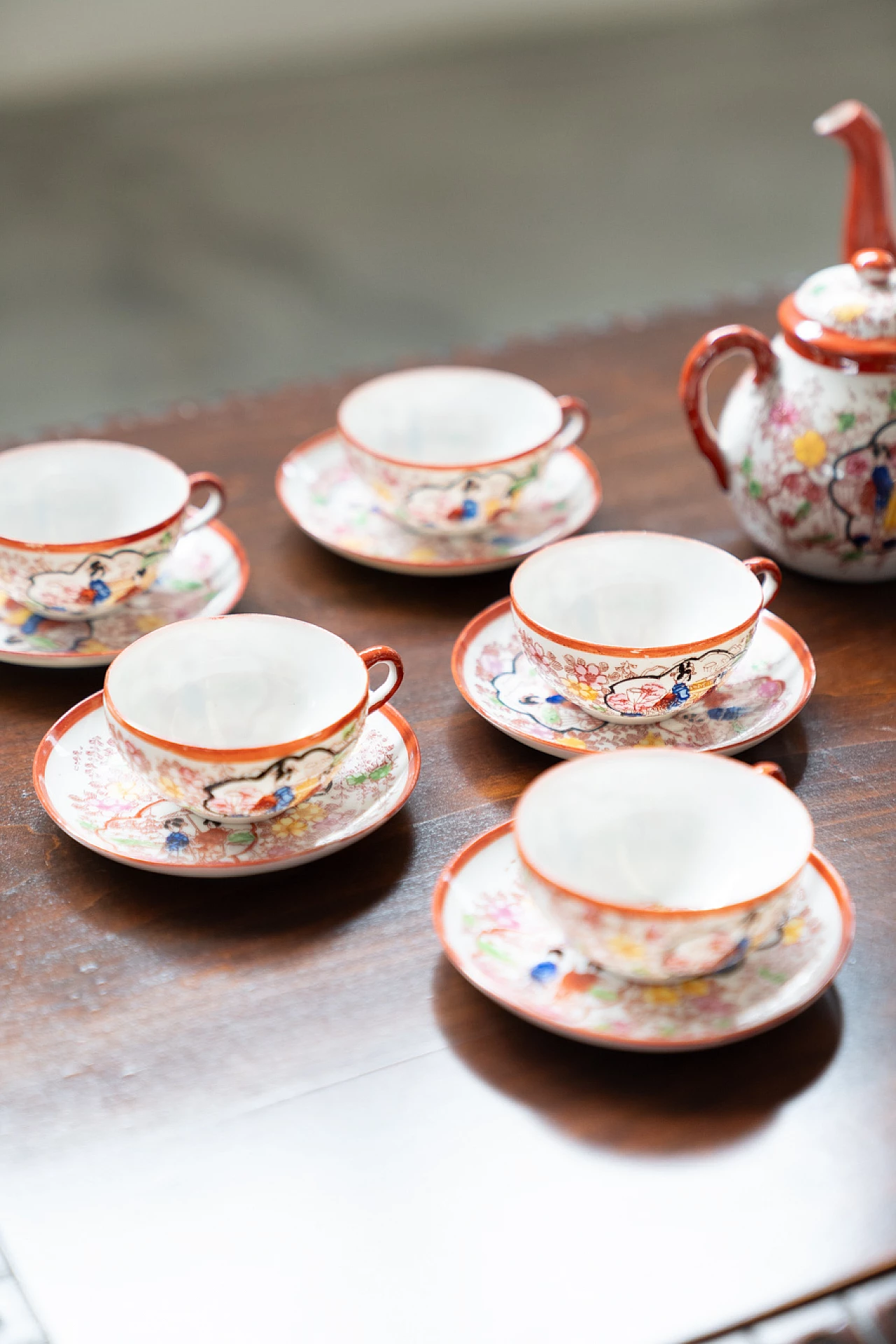 Japanese painted porcelain tea set, 1970s 2