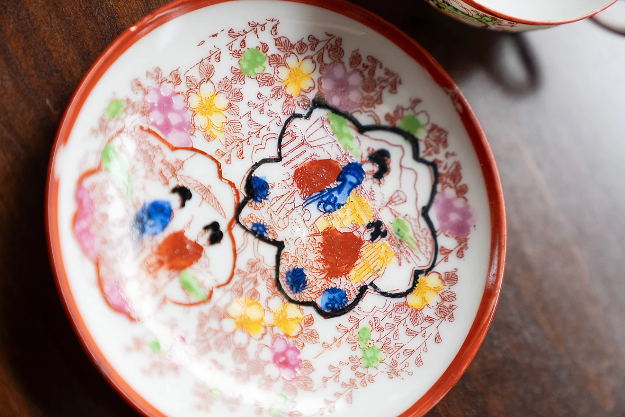 Japanese painted porcelain tea set, 1970s 8