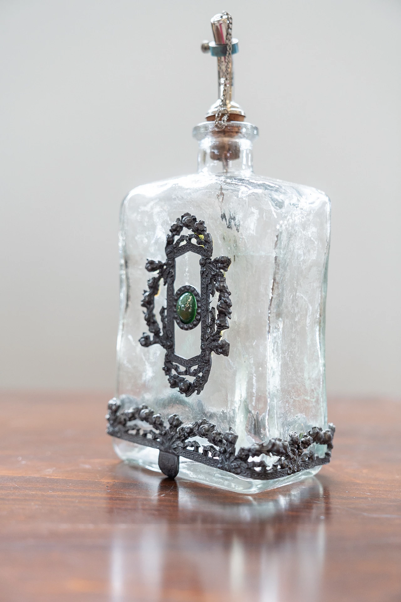 Liquor bottle in glass and silver, 1970 2