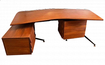 Teak and iron desk in the style of Osvaldo Borsani, 1960s