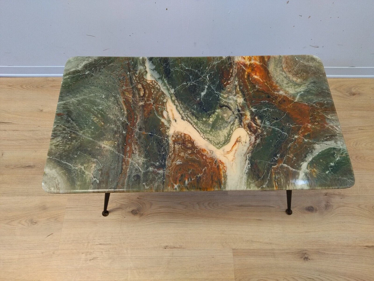 Iron coffee table with plastic top, 1950s 7