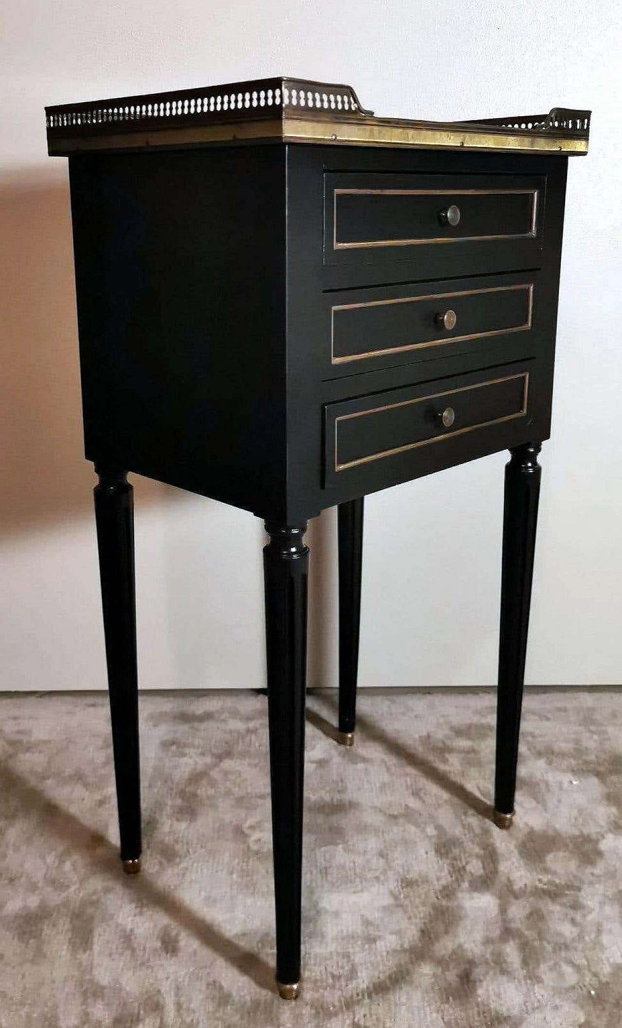 Wood and marble bedside table in Napoleon III style, late 19th century 3