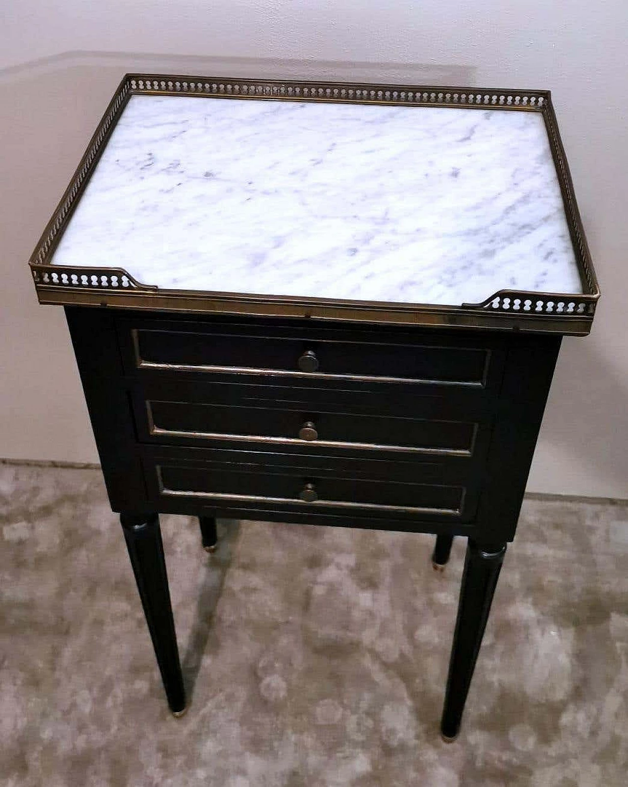 Wood and marble bedside table in Napoleon III style, late 19th century 4