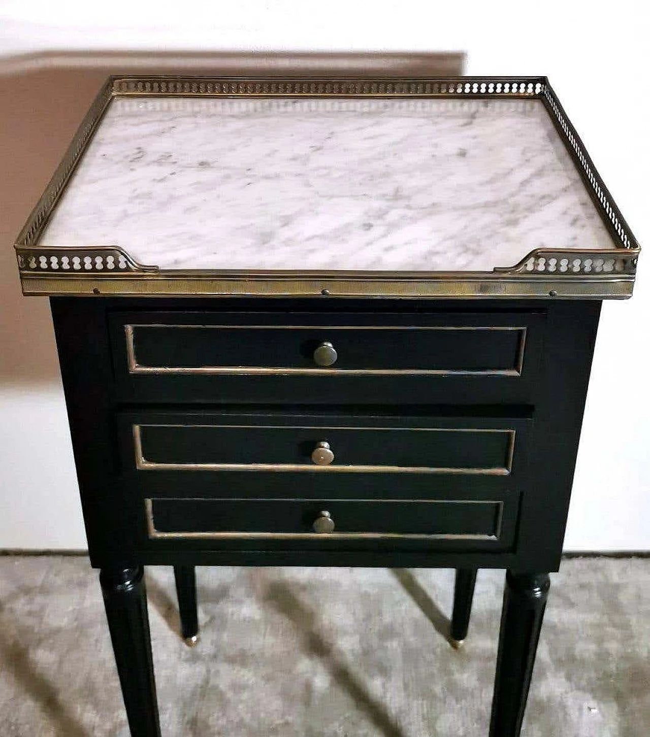 Wood and marble bedside table in Napoleon III style, late 19th century 5