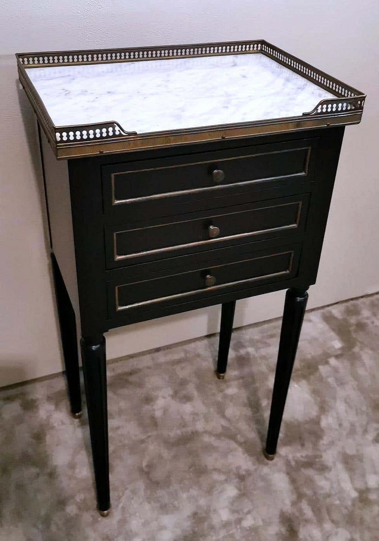 Wood and marble bedside table in Napoleon III style, late 19th century 6