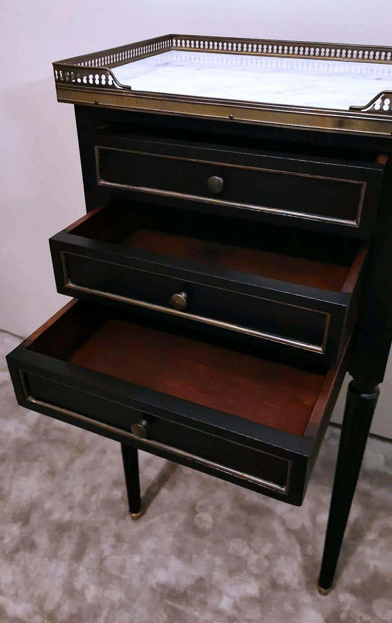 Wood and marble bedside table in Napoleon III style, late 19th century 9