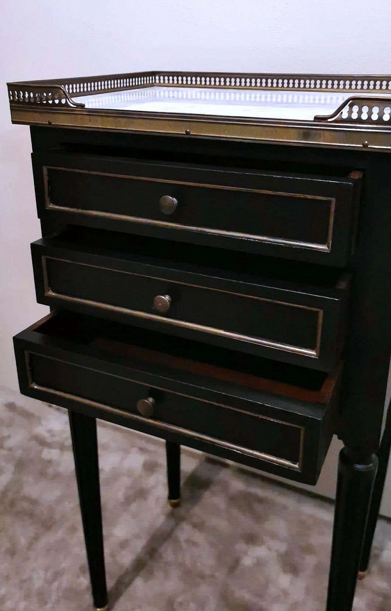 Wood and marble bedside table in Napoleon III style, late 19th century 11