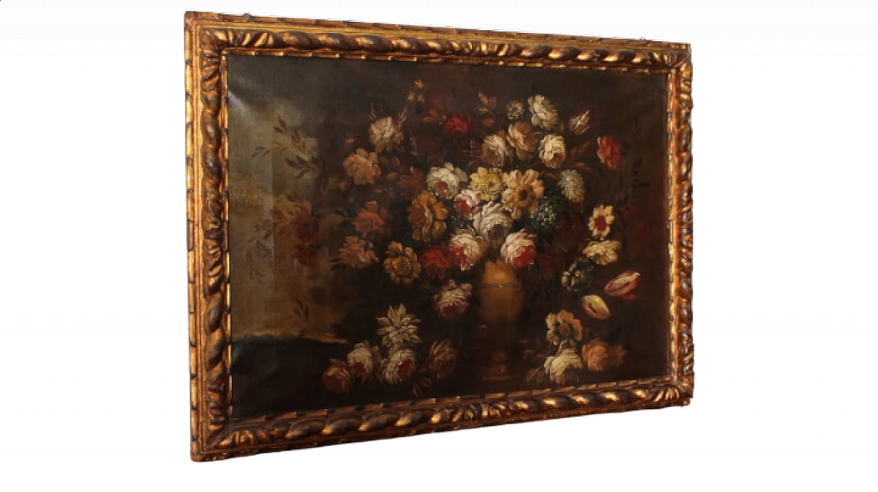 Natura morta con fiori, dipinto a olio su tela, inizio '900 22
