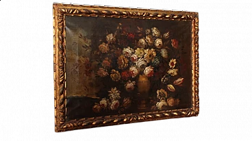 Natura morta con fiori, dipinto a olio su tela, inizio '900