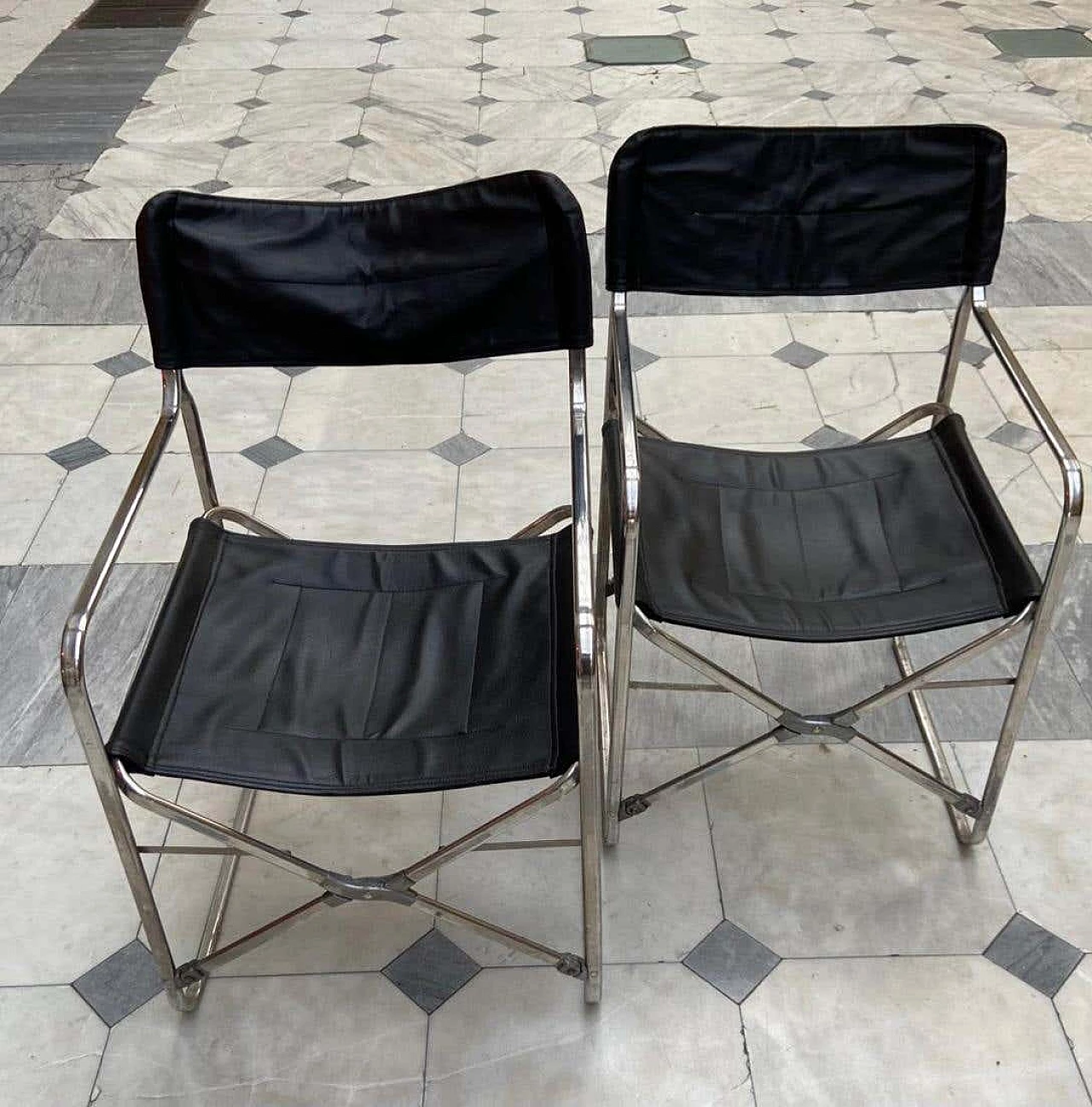 Pair of April folding chairs by Gae Aulenti for Zanotta, 1980s 2