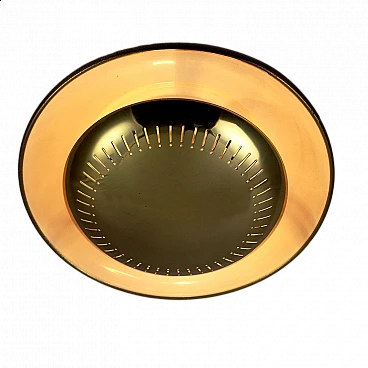 Lampada da soffitto in alluminio smaltato e ottone, anni '60