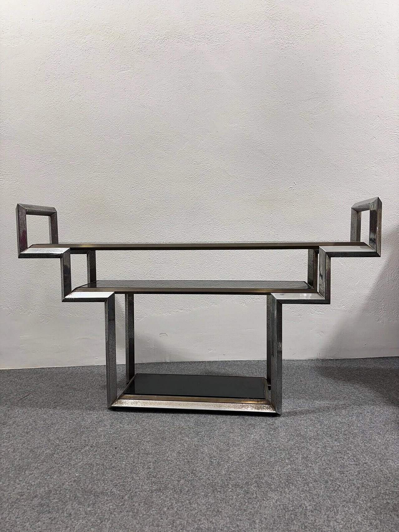 Steel and brass console table by Romeo Rega, 1970s 2