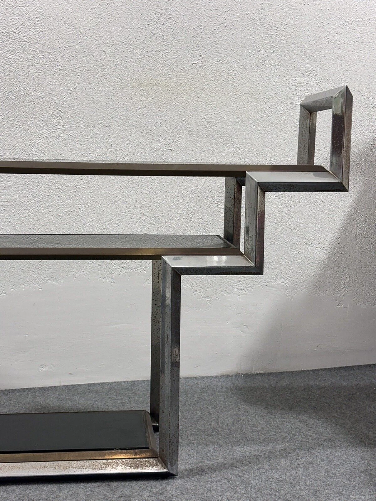 Steel and brass console table by Romeo Rega, 1970s 5
