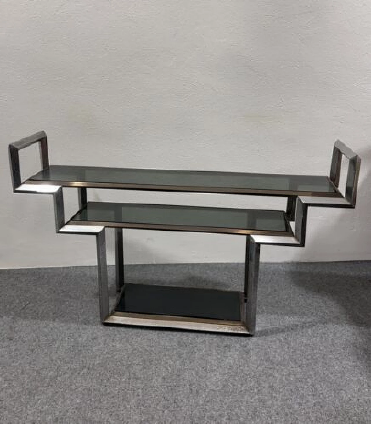 Steel and brass console table by Romeo Rega, 1970s 6