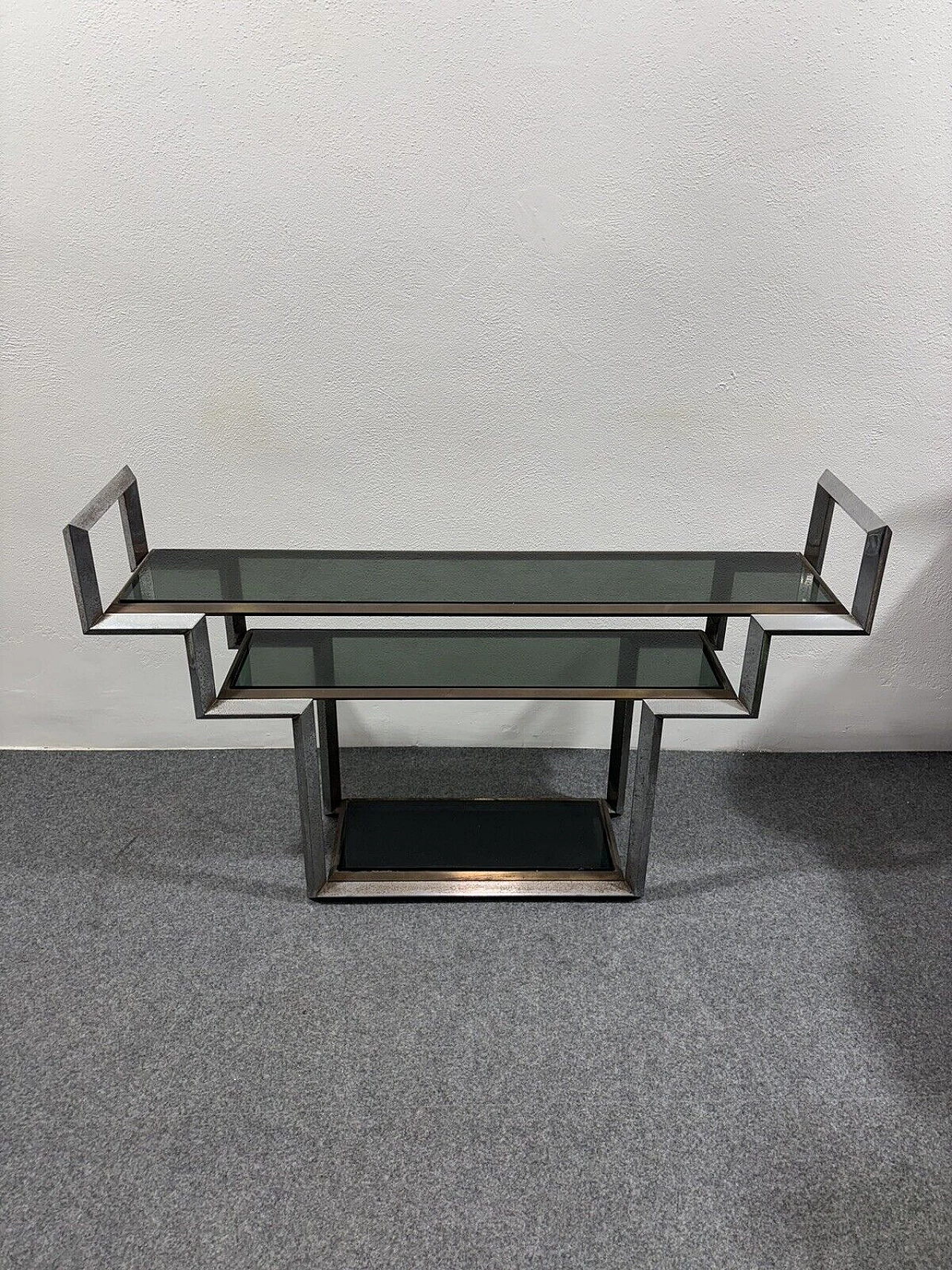 Steel and brass console table by Romeo Rega, 1970s 7