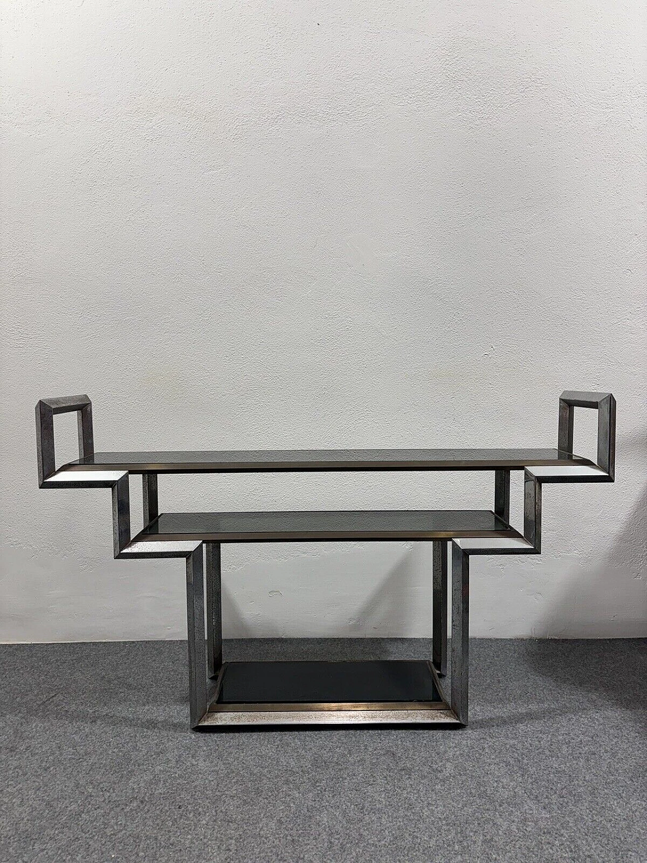 Steel and brass console table by Romeo Rega, 1970s 8