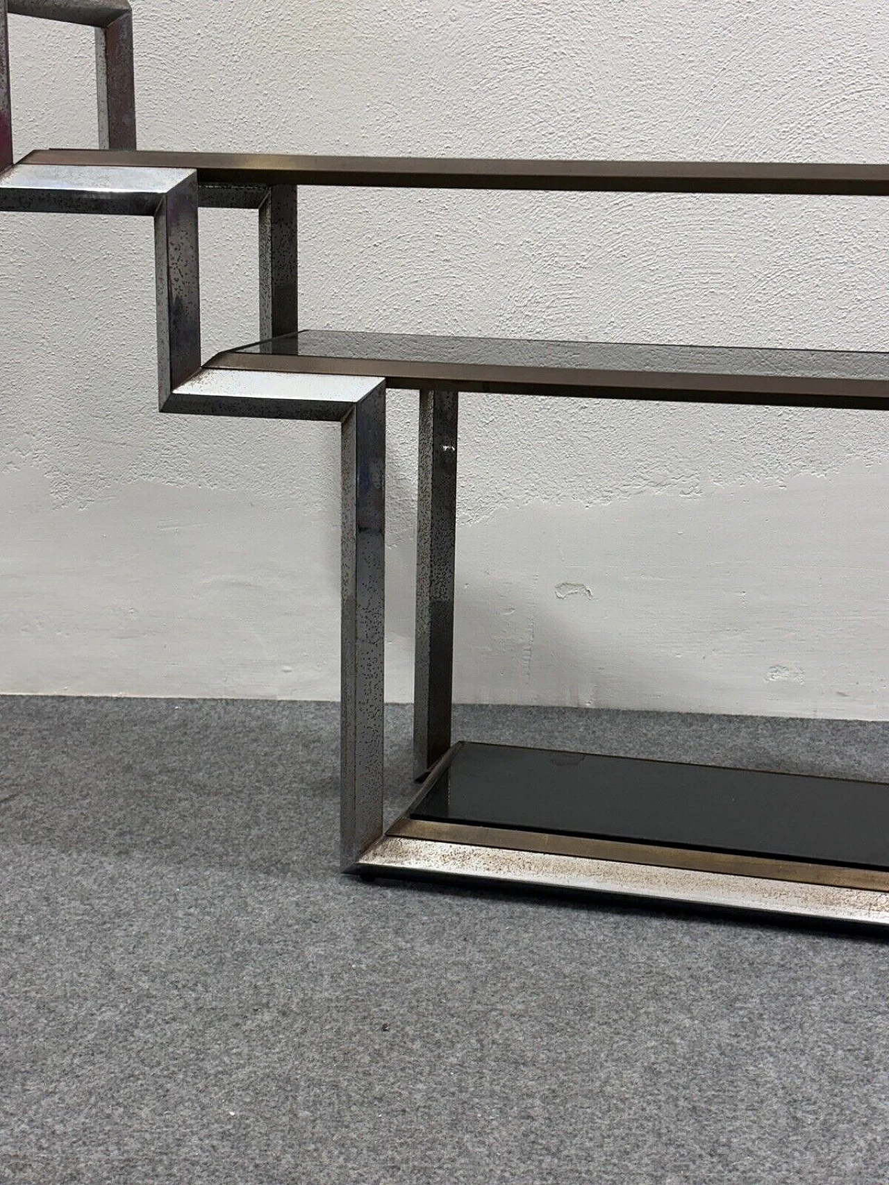 Steel and brass console table by Romeo Rega, 1970s 9