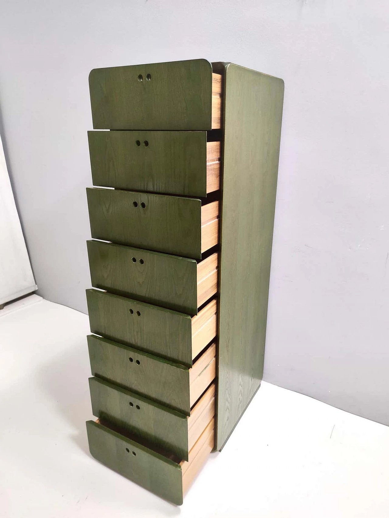 Green birch chest of drawers by Derk Van De Vries for Mais, 1980s 6