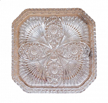 Square Bohemia crystal tray, 1960s