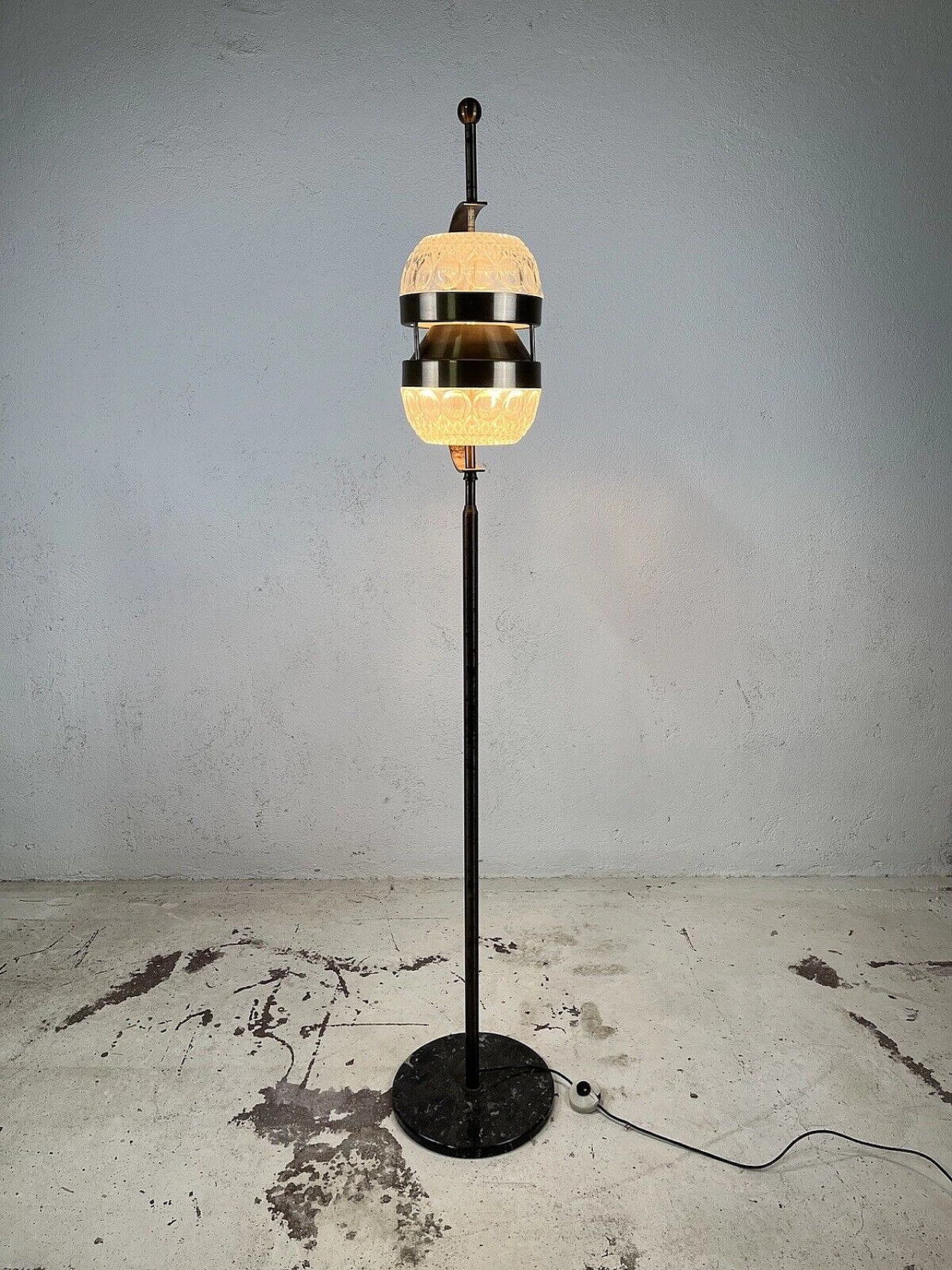 Marble, brass and glass floor lamp, 1950s 1