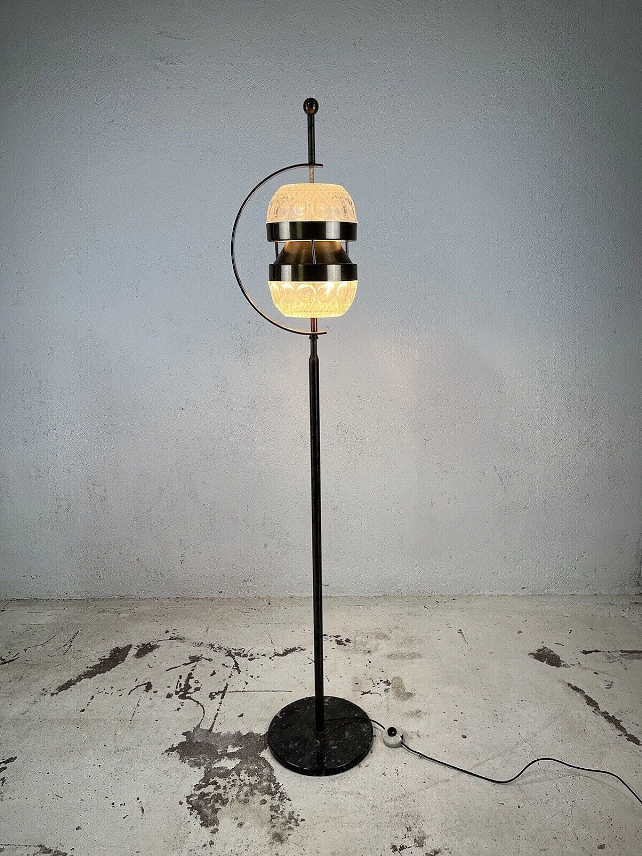 Marble, brass and glass floor lamp, 1950s 2