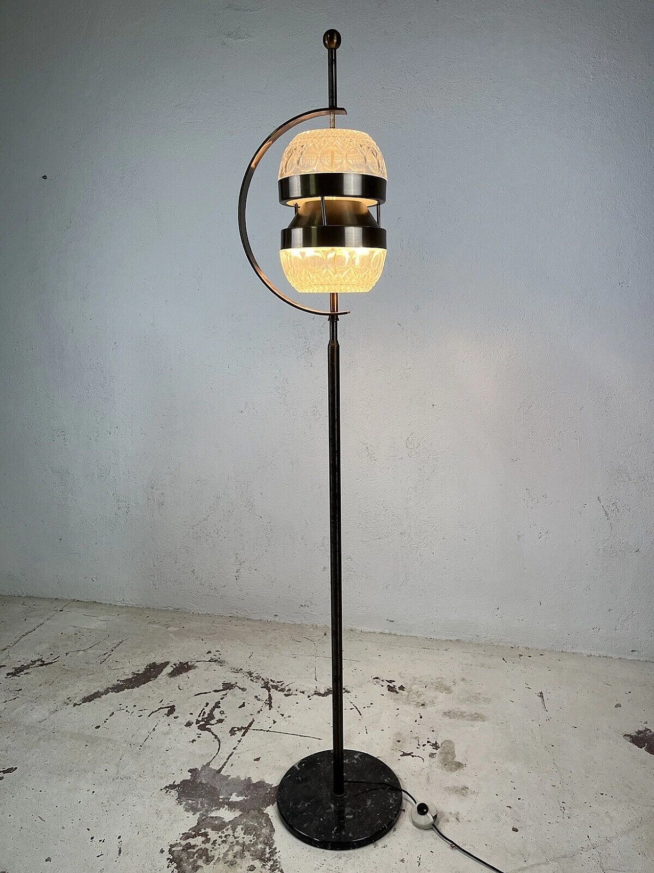 Marble, brass and glass floor lamp, 1950s 3