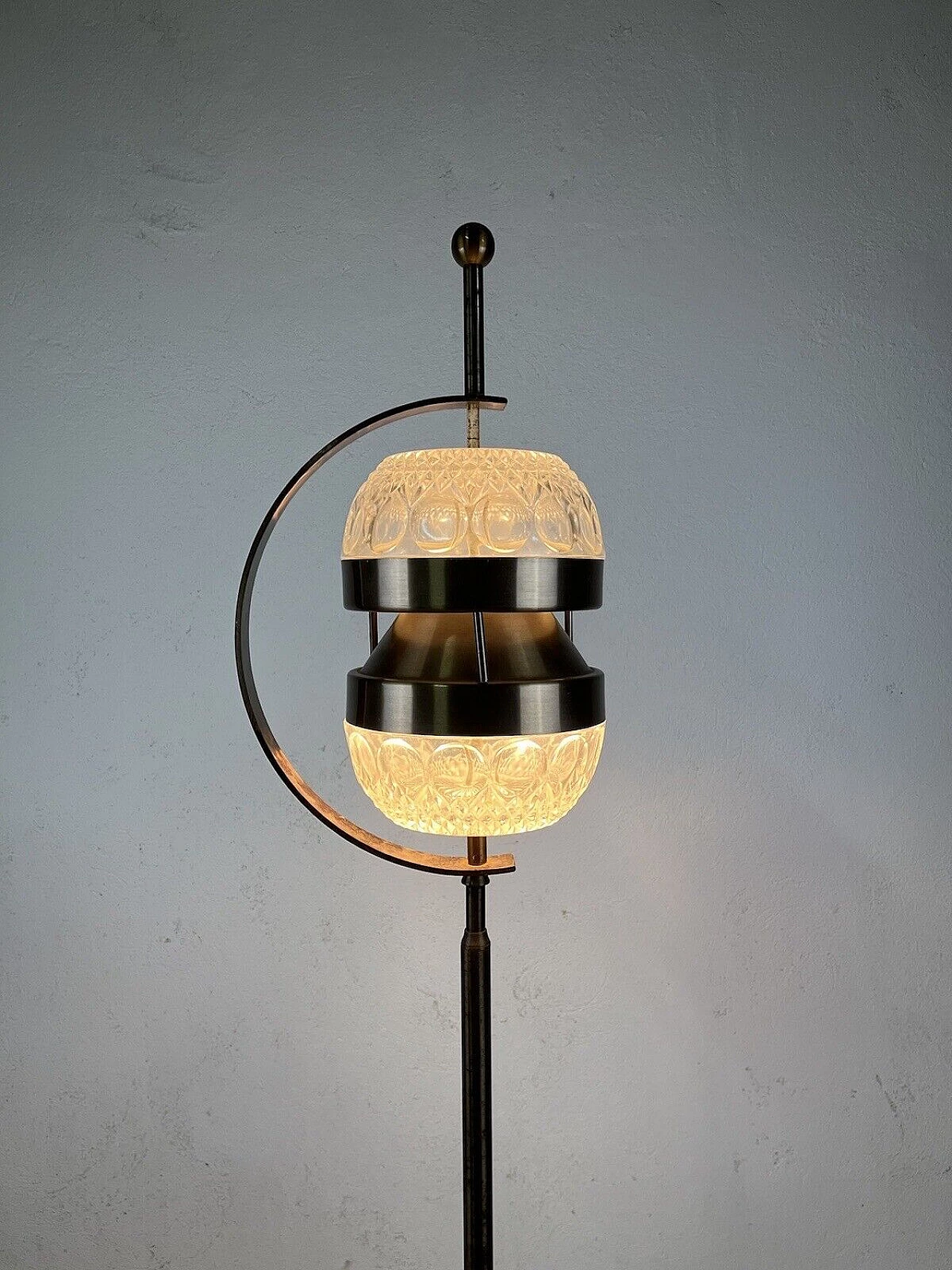 Marble, brass and glass floor lamp, 1950s 4
