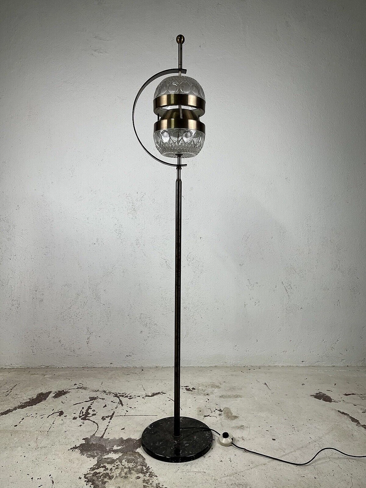 Marble, brass and glass floor lamp, 1950s 13