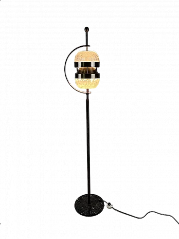 Marble, brass and glass floor lamp, 1950s