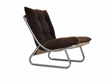 Steel, canvas and velvet Sling armchair by Peter Hoyte, 1970s