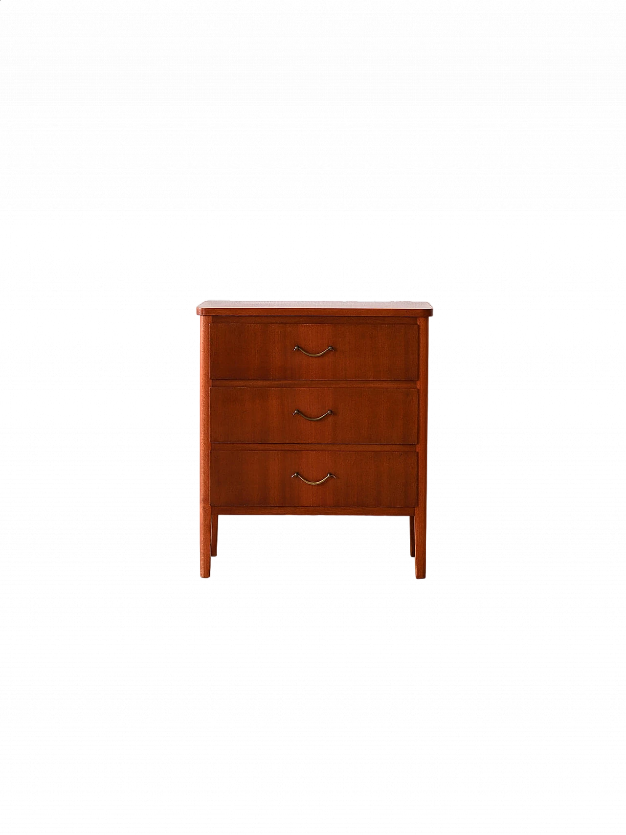 Mahogany chest of drawers with metal handles, 1960s 9