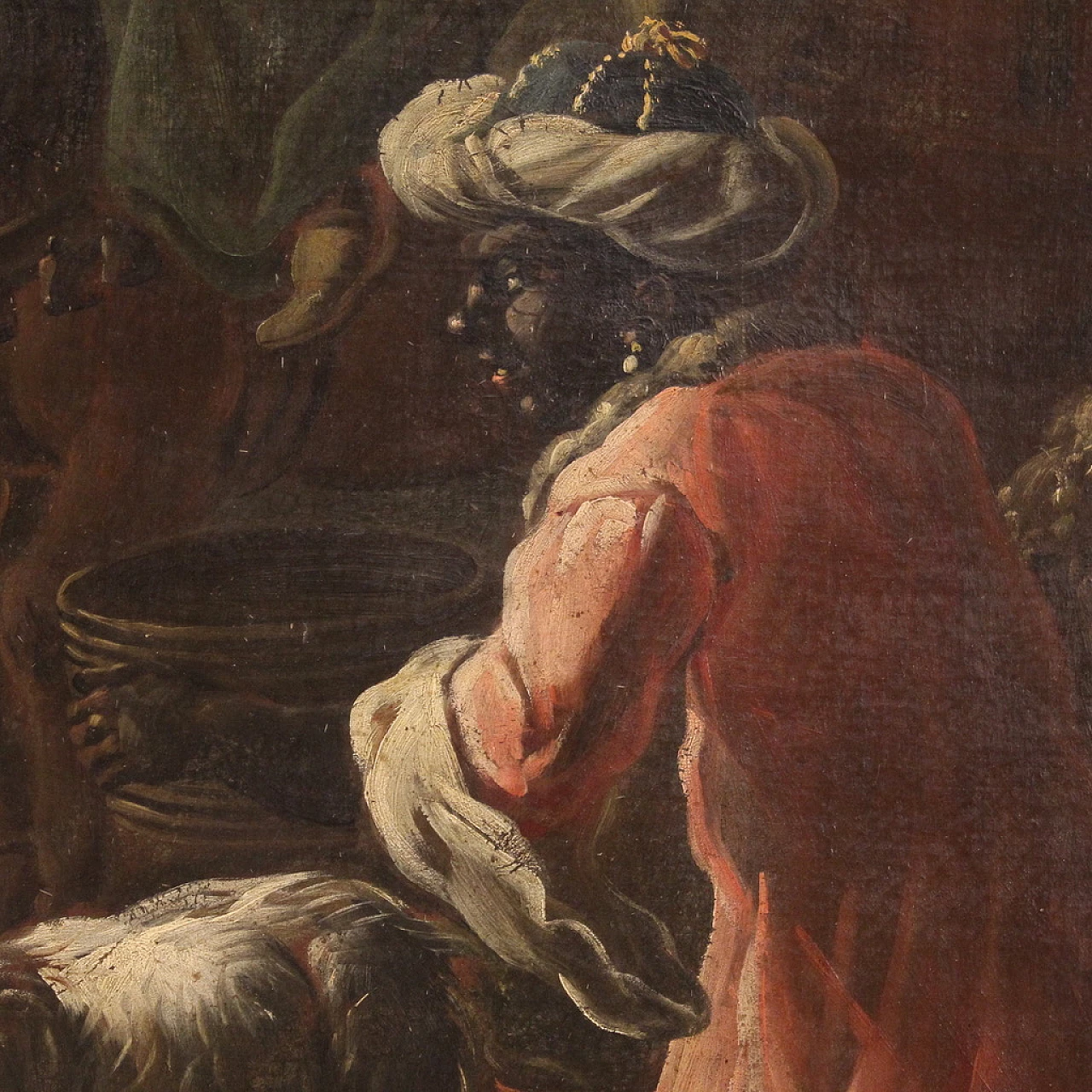 Moses makes water flow from the rock, oil on canvas, 18th century 4