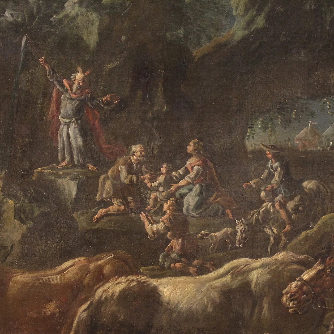 Moses makes water flow from the rock, oil on canvas, 18th century 10