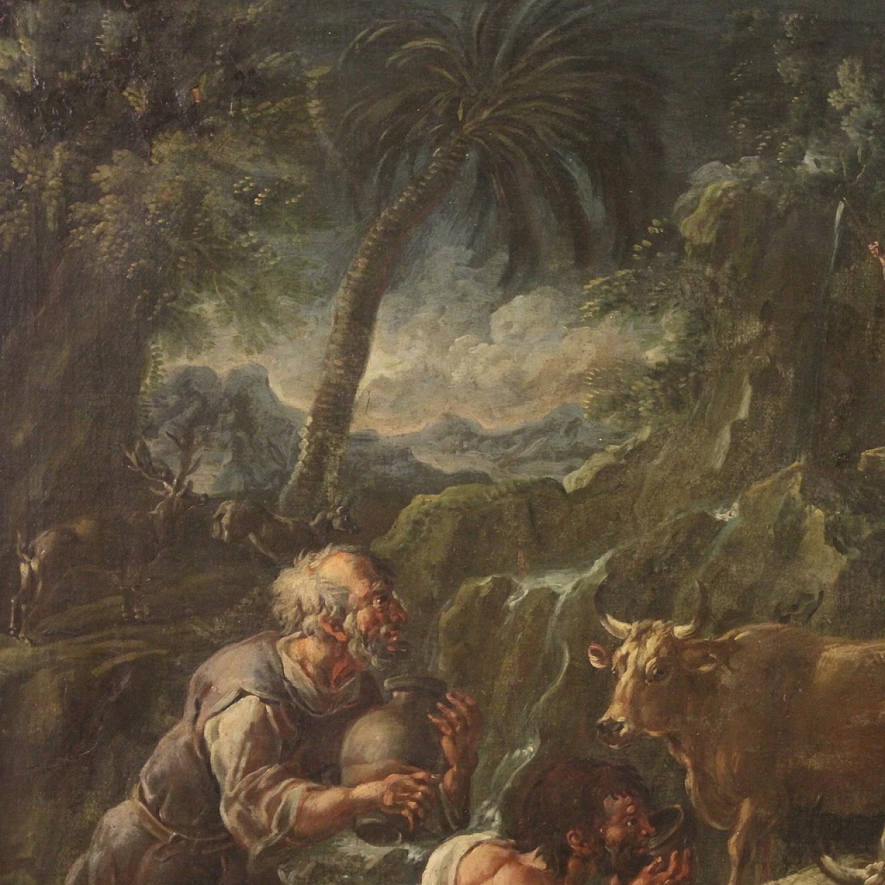 Moses makes water flow from the rock, oil on canvas, 18th century 11