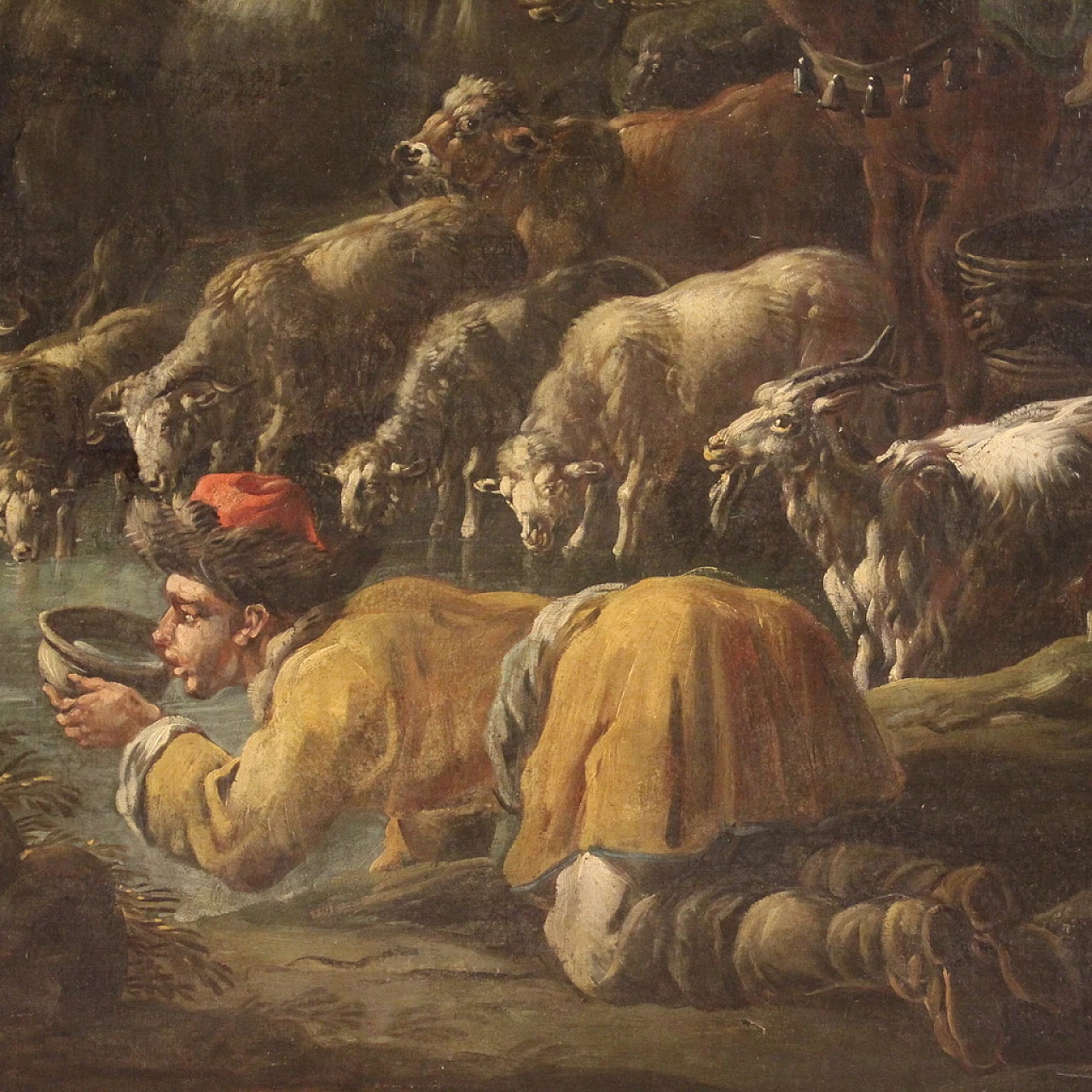 Moses makes water flow from the rock, oil on canvas, 18th century 12