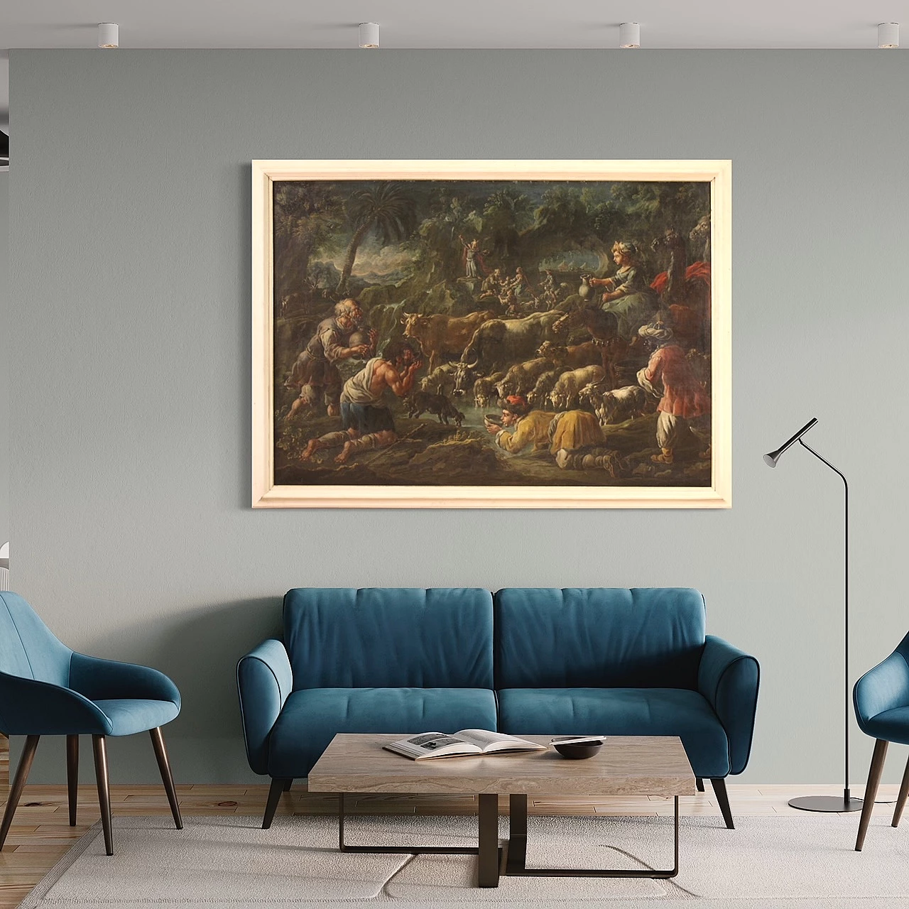 Moses makes water flow from the rock, oil on canvas, 18th century 13