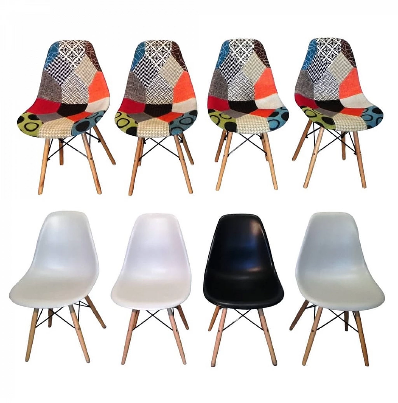 8 Sedie nello stile di Charles & Ray Eames, anni '90 25