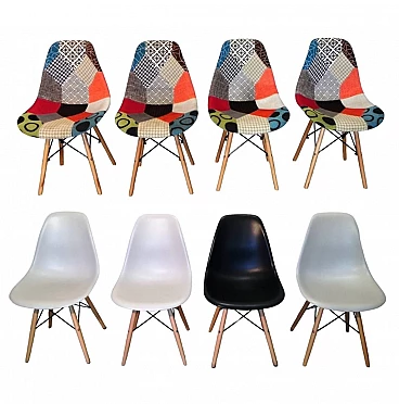 8 Sedie nello stile di Charles & Ray Eames, anni '90