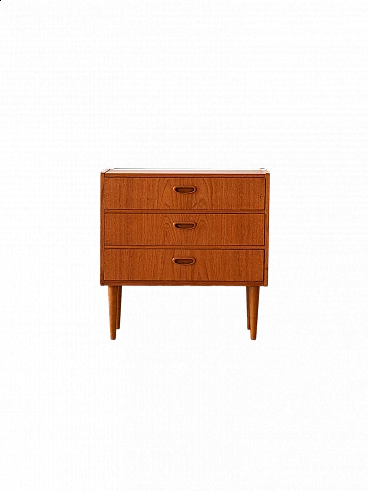 Teak bedside table with three drawers, 1960s