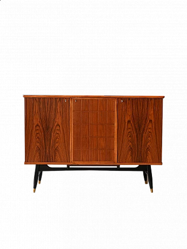 Teak sideboard with painted black and brass legs, 1960s