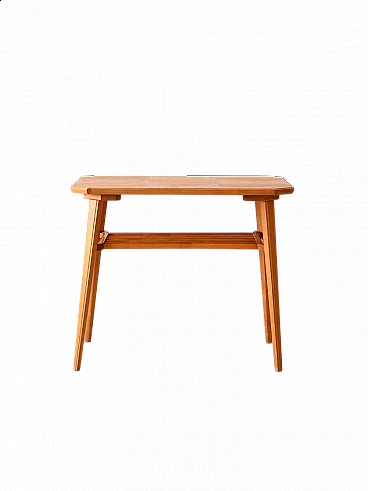 Hexagonal birch coffee table with magazine rack, 1960s