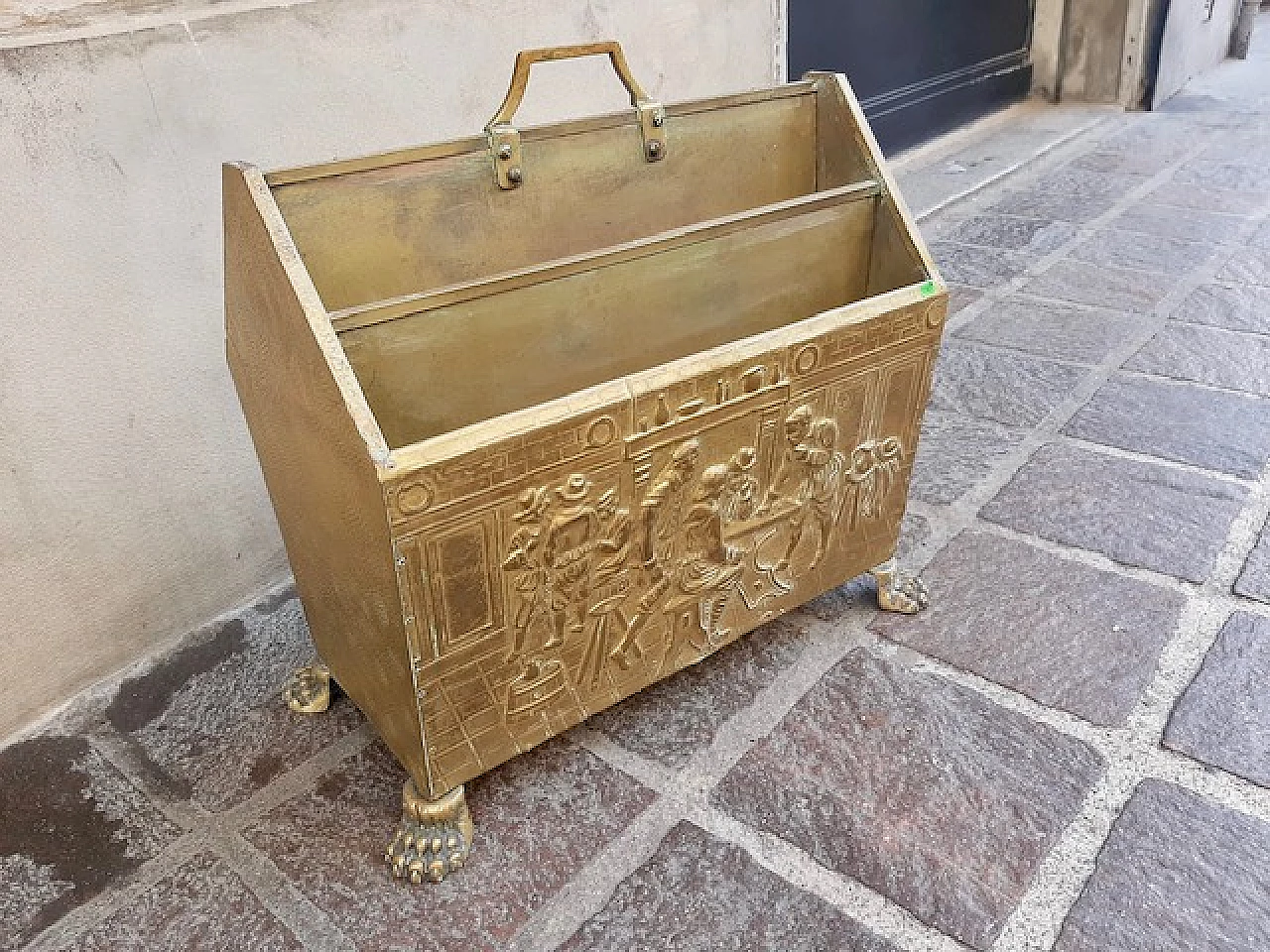 Magazine rack in metal and brass embossed foil, 1930s 1