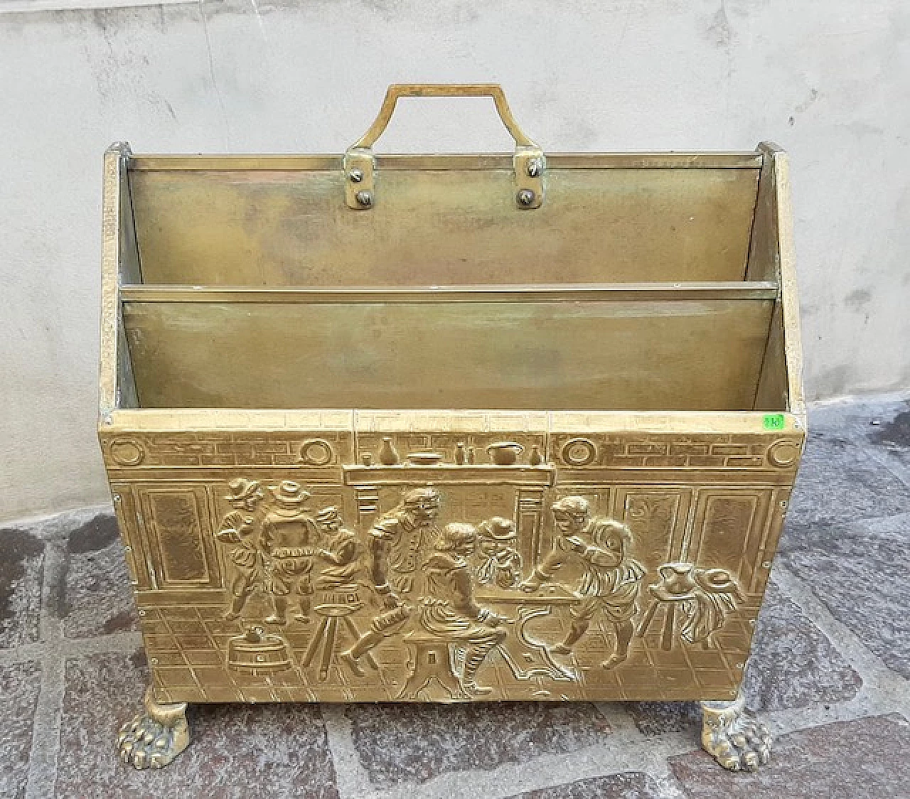 Magazine rack in metal and brass embossed foil, 1930s 3