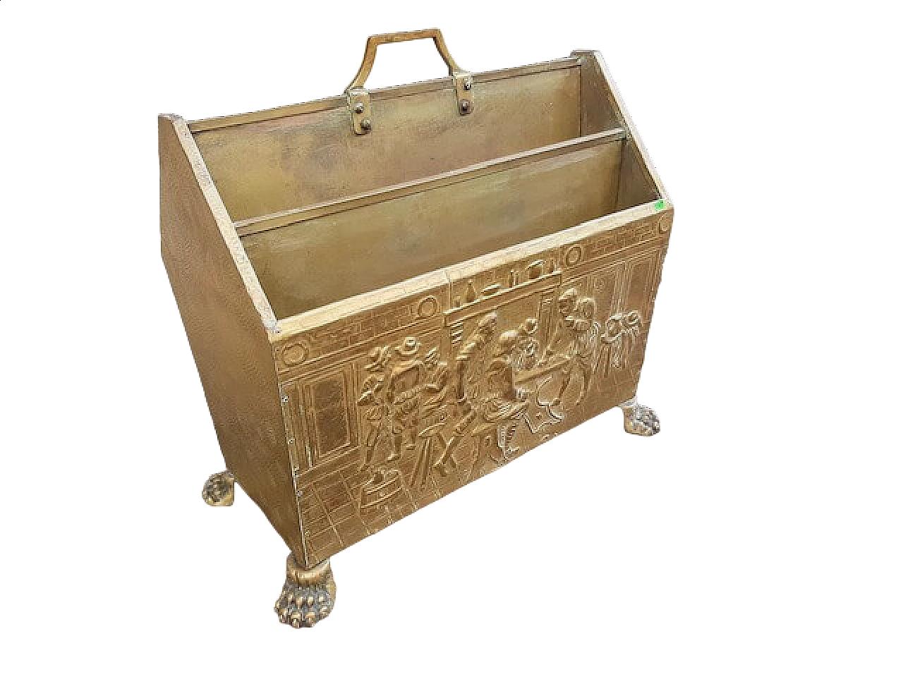 Magazine rack in metal and brass embossed foil, 1930s 5