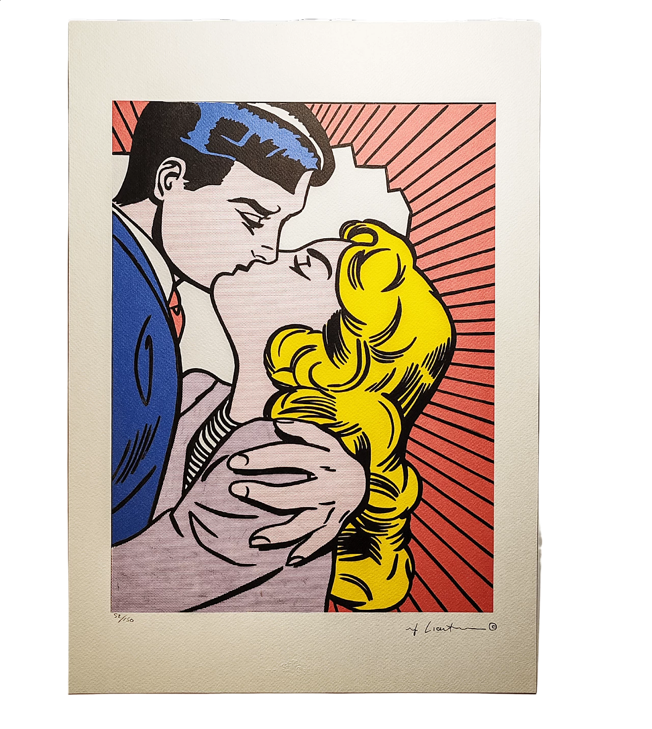 Roy Lichtenstein, bacio, litografia, anni '80 7