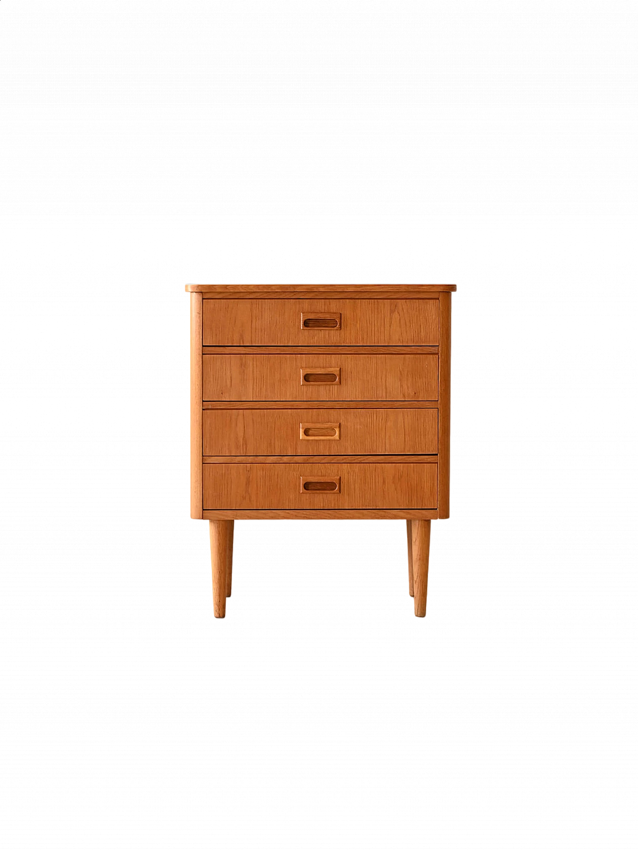 Danish bedside table in oak wood with four drawers, 1960s 10