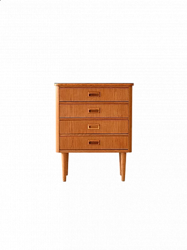 Danish bedside table in oak wood with four drawers, 1960s